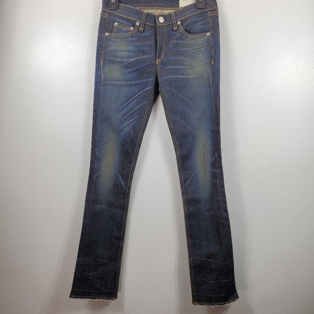 RAG & BONE Women's Blue Mid-rise Distressed Jeans
